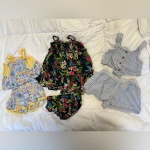 Floral and Striped Romper Set